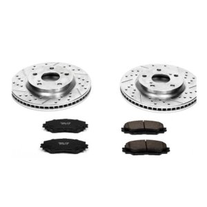Lexus HS250h Brake Kit - Front - PowerStop - Drilled & Slotted Rotors + Carbon-Fiber Ceramic Pads - `10-`12