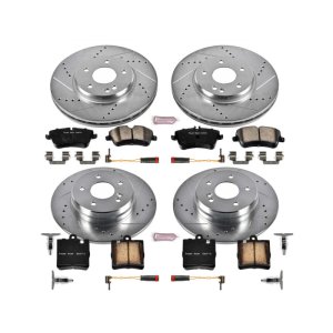 Mercedes-Benz C230 Brake Kit - Front + Rear - PowerStop - Drilled & Slotted Rotors + Carbon-Fiber Ceramic Pads - 2003 Mercedes-Benz C230 Brake Kit - Front + Rear - PowerStop - Drilled & Slotted Rotors + Carbon-Fiber Ceramic Pads - 2003