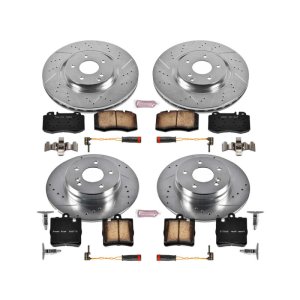 Mercedes-Benz C230 Brake Kit - Front + Rear - PowerStop - Drilled & Slotted Rotors + Carbon-Fiber Ceramic Pads - 2004 Mercedes-Benz C230 Brake Kit - Front + Rear - PowerStop - Drilled & Slotted Rotors + Carbon-Fiber Ceramic Pads - 2004