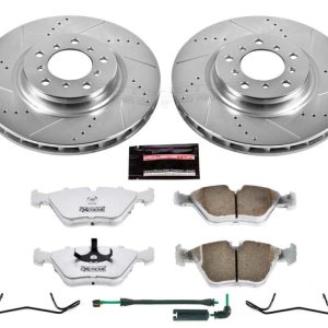 BMW M3 Brake Kit - Front - PowerStop - Drilled & Slotted Rotors + Carbon-Fiber Ceramic Pads - `01-`06