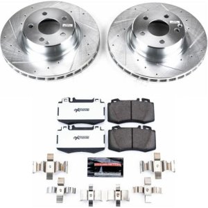 Mercedes-Benz CL500 Brake Kit - Front - PowerStop - Z26 Street Warrior + Drilled & Slotted Rotors + Carbon-Fiber Ceramic Pads - `03-`06