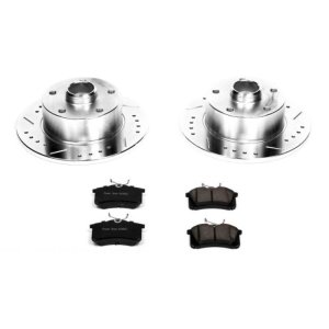 Audi A4 Brake Kit - Rear - PowerStop - Drilled & Slotted Rotors + Carbon-Fiber Ceramic Pads - `97-`01