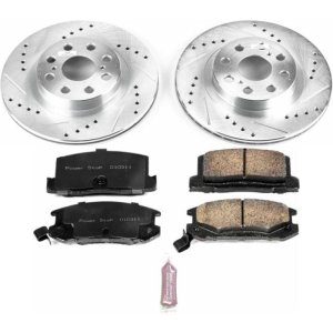 Toyota MR2 Spyder Brake Kit - Rear - PowerStop - Drilled & Slotted Rotors + Carbon-Fiber Ceramic Pads - `00-`05