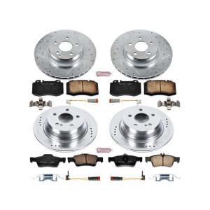 Mercedes-Benz E350 Brake Kit - Front + Rear - PowerStop - Drilled & Slotted Rotors + Carbon-Fiber Ceramic Pads - 2006 Mercedes-Benz E350 Brake Kit - Front + Rear - PowerStop - Drilled & Slotted Rotors + Carbon-Fiber Ceramic Pads - 2006