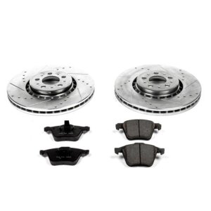 Volvo XC90 Brake Kit - Front - PowerStop - Drilled & Slotted Rotors + Carbon-Fiber Ceramic Pads - `03-`14