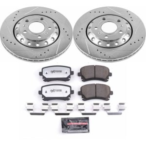 Audi A8 Quattro Brake Kit - Rear - PowerStop - Drilled & Slotted Rotors + Carbon-Fiber Ceramic Pads - `03-`10