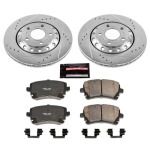 Audi A8 Quattro Brake Kit - Rear - PowerStop - Drilled & Slotted Rotors + Carbon-Fiber Ceramic Pads - `03-`10