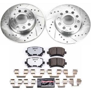 Audi A3 Brake Kit - Rear - PowerStop - Drilled & Slotted Rotors + Carbon-Fiber Ceramic Pads - 2008