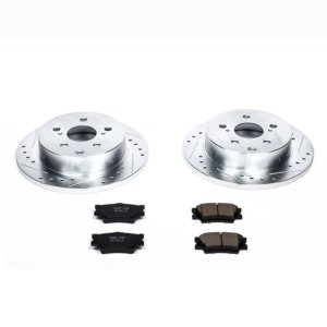 Lexus HS250h Brake Kit - Rear - PowerStop - Drilled & Slotted Rotors + Carbon-Fiber Ceramic Pads - `10-`12