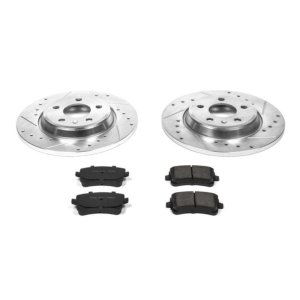 Audi A4 Brake Kit - Rear - PowerStop - Drilled & Slotted Rotors + Carbon-Fiber Ceramic Pads - `09-`16