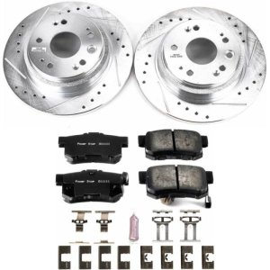 Acura RL Brake Kit - Rear - PowerStop - Drilled & Slotted Rotors + Carbon-Fiber Ceramic Pads - `02-`04