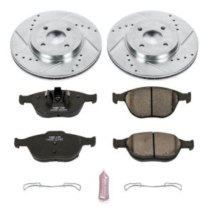 Ford Focus Brake Kit - Front - PowerStop - Drilled & Slotted Rotors + Carbon-Fiber Ceramic Pads - `02-`04 Ford Focus Brake Kit - Front - PowerStop - Drilled & Slotted Rotors + Carbon-Fiber Ceramic Pads - `02-`04
