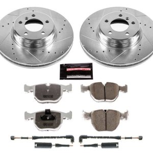 Land Rover Range Rover Brake Pads + Rotors - Front - PowerStop - Drilled & Slotted Rotors + Carbon-Fiber Ceramic Pads (Z26 Street Warrior) - `03-`05