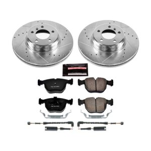 Land Rover Range Rover Brake Pads + Rotors - Front - PowerStop - Drilled & Slotted Rotors + Carbon-Fiber Ceramic Pads (Z23 Evolution Sport) - `03-`05