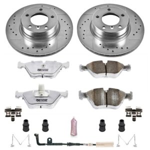 BMW 5 Series Brake Kit - Front - PowerStop - Drilled & Slotted Rotors + Carbon-Fiber Ceramic Pads - `04-`05