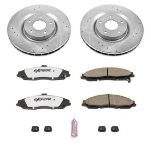 Cadillac XLR Brake Kit - Front - PowerStop - Drilled & Slotted Rotors + Carbon-Fiber Ceramic Pads - `06-`09