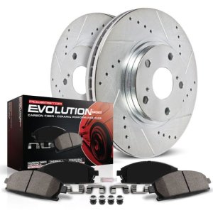 Mercedes-Benz E350 Brake Kit - Front - PowerStop - Drilled & Slotted Rotors + Carbon-Fiber Ceramic Pads - `07-`09