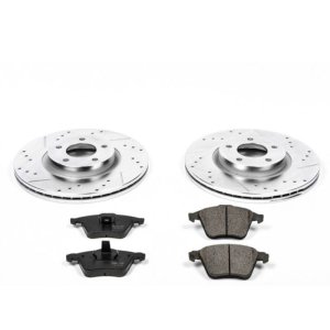 Mazda 3 Brake Kit - Front - PowerStop - Drilled & Slotted Rotors + Carbon-Fiber Ceramic Pads - `07-`13 Mazda 3 Brake Kit - Front - PowerStop - Drilled & Slotted Rotors + Carbon-Fiber Ceramic Pads - `07-`13