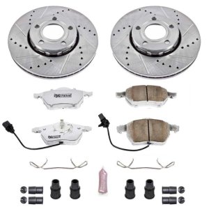 Audi A4 Brake Kit - Front - PowerStop - Drilled & Slotted Rotors + Carbon-Fiber Ceramic Pads - `99-`04