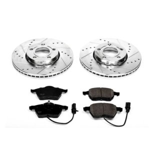 Audi A4 Brake Kit - Front - PowerStop - Z23 Evolution Sport + Drilled & Slotted Rotors + Carbon-Fiber Ceramic Pads - `99-`04