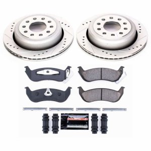 Lincoln Town Car Brake Kit - Rear - PowerStop - Z23 Evolution Sport - Drilled/Slotted Rotors + Carbon-Fiber Ceramic Pads - `03-`11 Lincoln Town Car Brake Kit - Rear - PowerStop - Z23 Evolution Sport - Drilled/Slotted Rotors + Carbon-Fiber Ceramic Pads - `03-`11
