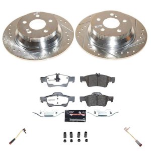 Mercedes-Benz E350 Brake Kit - Rear - PowerStop - Drilled & Slotted Rotors + Carbon-Fiber Ceramic Pads - 2006 Mercedes-Benz E350 Brake Kit - Rear - PowerStop - Drilled & Slotted Rotors + Carbon-Fiber Ceramic Pads - 2006