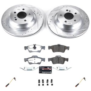 Mercedes-Benz E350 Brake Kit - Rear - PowerStop - Drilled & Slotted Rotors + Carbon-Fiber Ceramic Pads - `06-`09 Mercedes-Benz E350 Brake Kit - Rear - PowerStop - Drilled & Slotted Rotors + Carbon-Fiber Ceramic Pads - `06-`09