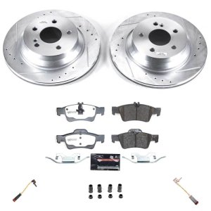 Mercedes-Benz E350 Brake Kit - Rear - PowerStop - Drilled & Slotted Rotors + Carbon-Fiber Ceramic Pads - 2006 Mercedes-Benz E350 Brake Kit - Rear - PowerStop - Drilled & Slotted Rotors + Carbon-Fiber Ceramic Pads - 2006