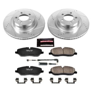 Land Rover Range Rover Brake Pads + Rotors - Front - PowerStop - Z23 Evolution Sport, Drilled & Slotted Rotors + Carbon-Fiber Ceramic Pads - `06-`09