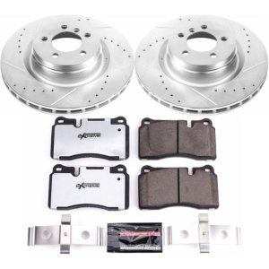 Land Rover Range Rover Brake Pads + Rotors - Front - PowerStop - Drilled & Slotted Rotors + Z36 Truck & Tow Carbon-Fiber Ceramic Pads - `06-`09