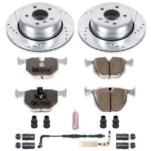 BMW 528 Brake Kit - Rear - PowerStop - Drilled & Slotted Rotors + Carbon-Fiber Ceramic Pads + Hardware - 2010