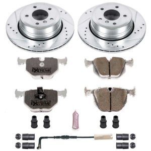 BMW 5 Series Brake Kit - Rear - PowerStop - Drilled/Slotted Rotors + Carbon-Fiber Ceramic Pads - `06-`07