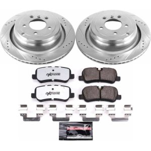 Land Rover Range Rover Brake Pads + Rotors - Rear - PowerStop - Z36 Truck & Tow: Drilled & Slotted Rotors + Carbon-Fiber Ceramic Pads - `06-`12
