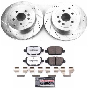 Land Rover LR2 Brake Pads + Rotors - Rear - PowerStop - Z36 Truck & Tow: Drilled & Slotted Rotors + Carbon-Fiber Ceramic Pads - `08-`12 Land Rover LR2 Brake Pads + Rotors - Rear - PowerStop - Z36 Truck & Tow: Drilled & Slotted Rotors + Carbon-Fiber Ceramic Pads - `08-`12