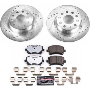 Audi A3 Quattro Brake Kit - Rear - PowerStop - Drilled & Slotted Rotors + Carbon-Fiber Ceramic Pads - 2013