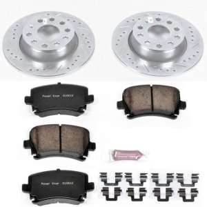 Audi A3 Quattro Brake Kit - Rear - PowerStop - Drilled & Slotted Rotors + Carbon-Fiber Ceramic Pads - 2013
