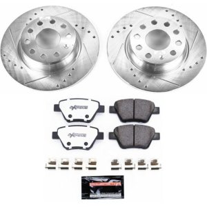 Audi A3 Brake Kit - Rear - PowerStop - Drilled & Slotted Rotors + Carbon-Fiber Ceramic Pads - `10-`12