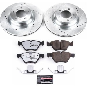 BMW 3 Series Brake Kit - Front - PowerStop - Drilled & Slotted Rotors + Carbon-Fiber Ceramic Pads - 2006