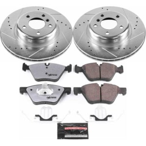 BMW 5 Series Brake Kit - Front - PowerStop - Drilled & Slotted Rotors + Carbon-Fiber Ceramic Pads - `12-`16