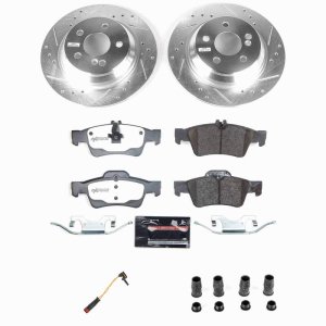 Mercedes-Benz CL500 Brake Kit - Rear - PowerStop - Z26 Street Warrior Kit: Drilled & Slotted Rotors + Carbon-Fiber Ceramic Pads - `03-`06 Mercedes-Benz CL500 Brake Kit - Rear - PowerStop - Z26 Street Warrior Kit: Drilled & Slotted Rotors + Carbon-Fiber Ceramic Pads - `03-`06