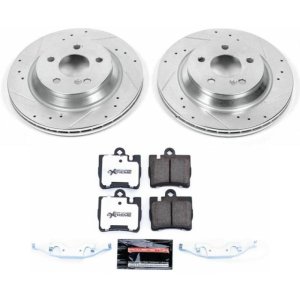 Mercedes-Benz CL500 Brake Kit - Rear - PowerStop - Z26 Street Warrior (Drilled & Slotted Rotors + Carbon-Fiber Ceramic Pads) - `00-`03