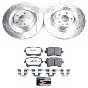 Audi A7 Quattro Brake Kit - Rear - PowerStop - Drilled & Slotted Rotors + Carbon-Fiber Ceramic Pads - `16-`18