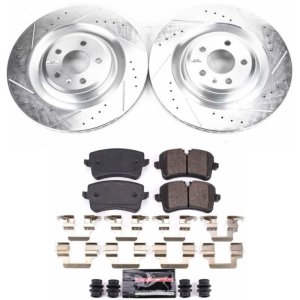 Audi A7 Quattro Brake Kit - Rear - PowerStop - Z23 Evolution Sport - Drilled & Slotted Rotors + Carbon-Fiber Ceramic Pads - `16-`18
