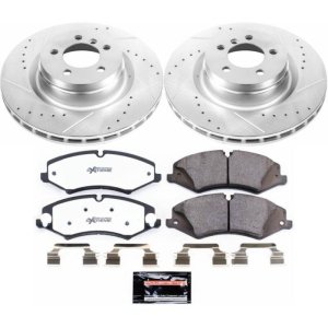 Land Rover Range Rover Brake Pads + Rotors - Front - PowerStop - Z36 Truck & Tow, Drilled & Slotted Rotors + Carbon-Fiber Ceramic Pads - `10-`12