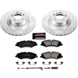 Land Rover Range Rover Brake Pads + Rotors - Front - PowerStop - Z23 Evolution Sport + Drilled & Slotted Rotors + Carbon-Fiber Ceramic Pads - `10-`12