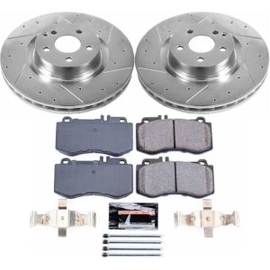 Mercedes-Benz E350 Brake Kit - Front - PowerStop - Drilled & Slotted Rotors + Carbon-Fiber Ceramic Pads - `10-`16 Mercedes-Benz E350 Brake Kit - Front - PowerStop - Drilled & Slotted Rotors + Carbon-Fiber Ceramic Pads - `10-`16