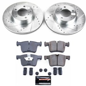 BMW 320i Brake Kit - Front - PowerStop - Drilled & Slotted Rotors + Carbon-Fiber Ceramic Pads - `13-`18