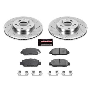 Honda Accord Brake Kit - Front - PowerStop - Drilled & Slotted Rotors + Carbon-Fiber Ceramic Pads - `13-`17 Honda Accord Brake Kit - Front - PowerStop - Drilled & Slotted Rotors + Carbon-Fiber Ceramic Pads - `13-`17