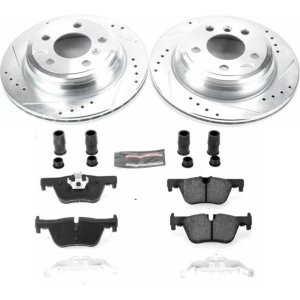 BMW 3 Series Brake Kit - Rear - PowerStop - Drilled & Slotted Rotors + Carbon-Fiber Ceramic Pads - `13-`18