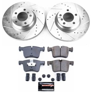 BMW 3 Series Brake Kit - Front - PowerStop - Drilled & Slotted Rotors + Carbon-Fiber Ceramic Pads - `13-`15